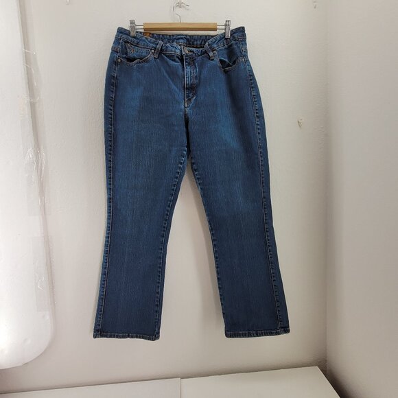 Aura Wrangler Jeans Women's 32x28.5 Blue Bootcut Small Hole - Picture 1 of 12